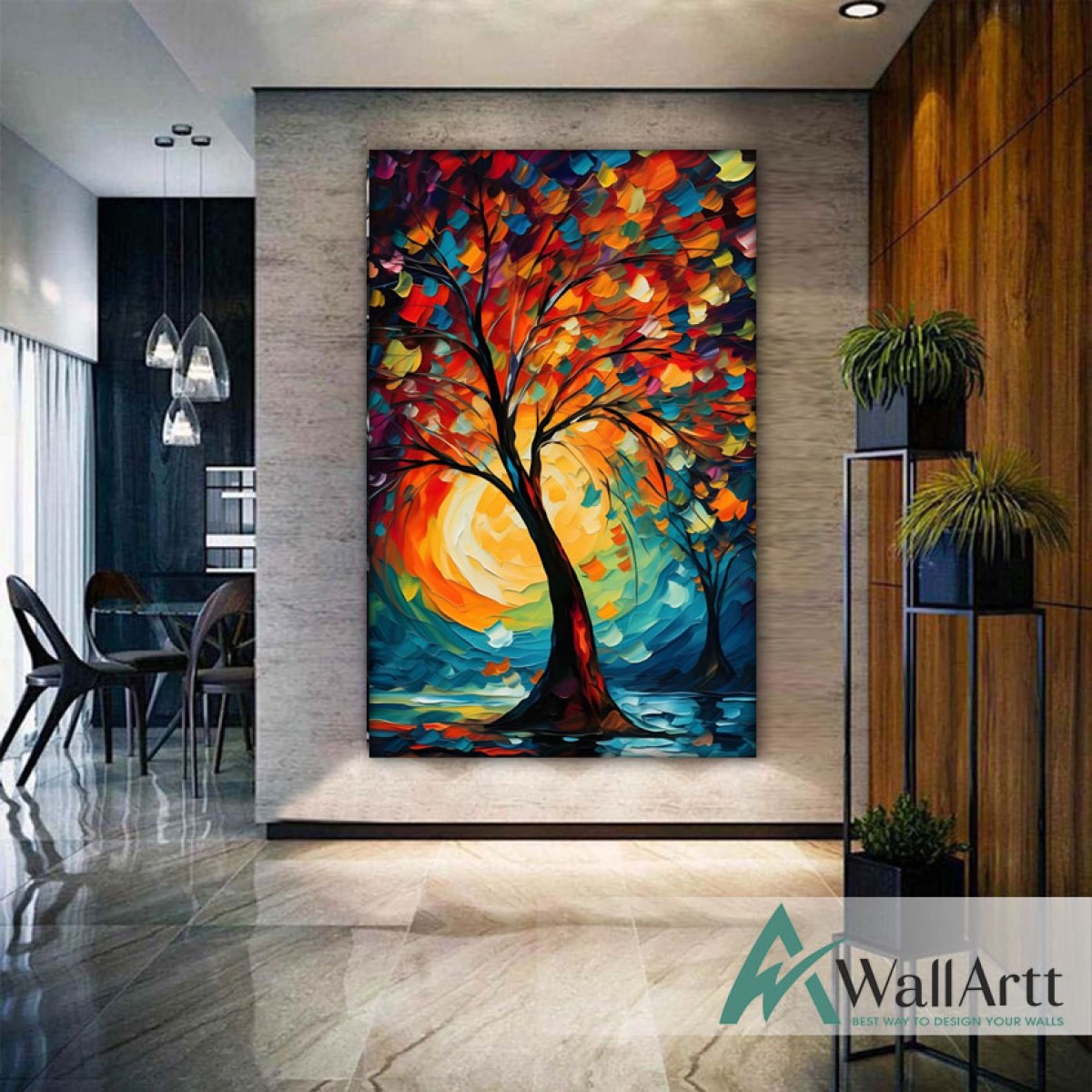 Abstract Colorful Tree II 3d Heavy Textured Partial Oil Painting